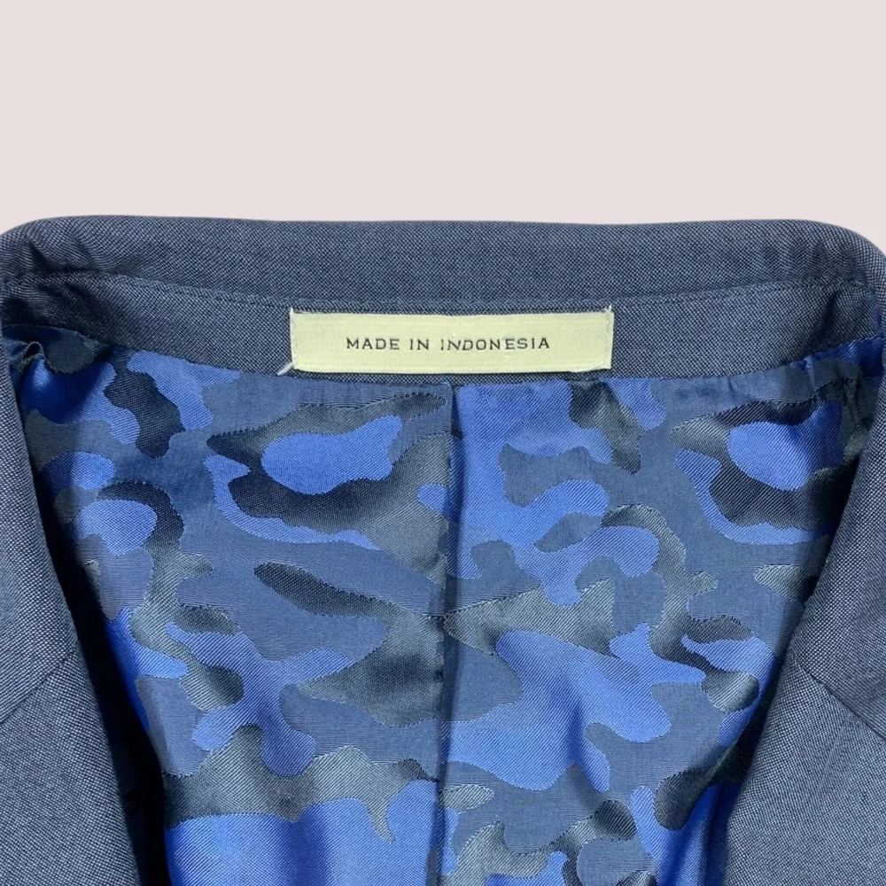 Joseph Abboud JOE Sport Coat Blazer 50L Blue Super 120s Wool Slim Fit 2 Button